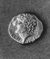 Münze mit dem Abbild von Vercingetorix (72-46 v. Chr.) (Metall)